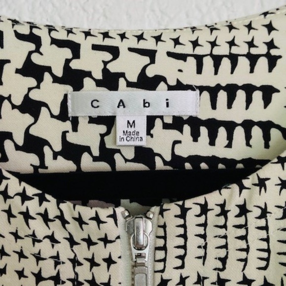 CAbi | White & Black Patchwork Houndstooth Top M - Picture 3 of 6
